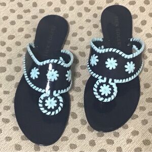 Jack Rogers Black and Light Blue jelly Sandals size 7
